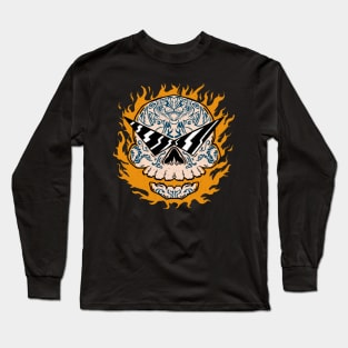 Skull With Tiger Tattoo Long Sleeve T-Shirt